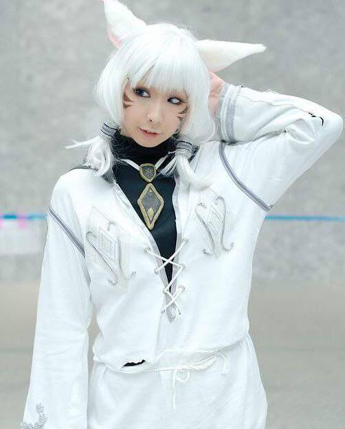 COSPLAY集：猫女装扮萌劲十足最终幻想14白衣兽人族COS